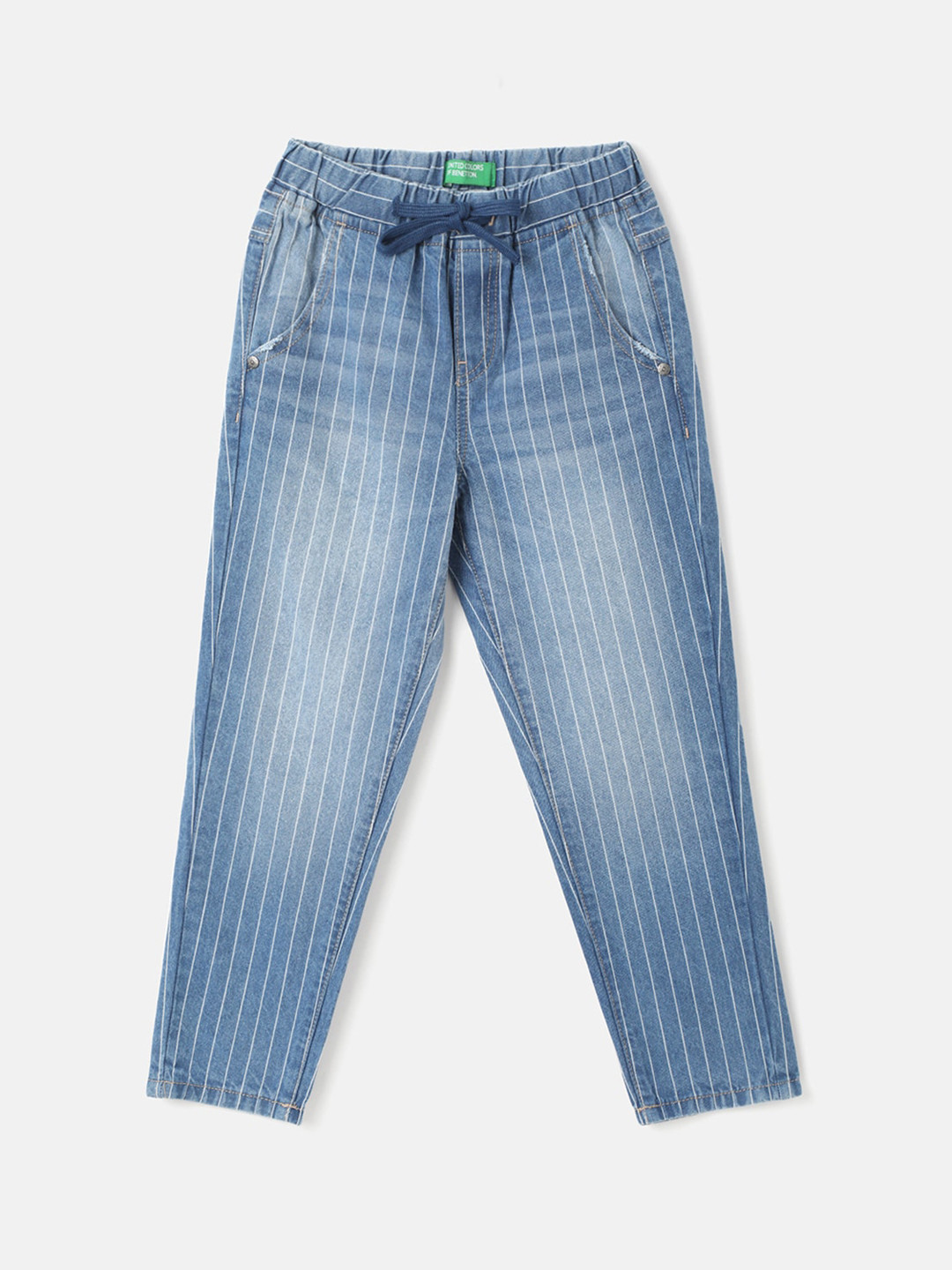 

United Colors of Benetton Boys Striped Light Fade Clean Look Cotton Jeans, Blue