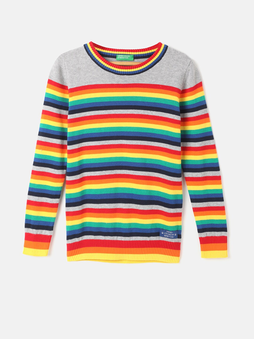 

United Colors of Benetton Boys Striped Pullover Sweater, Grey