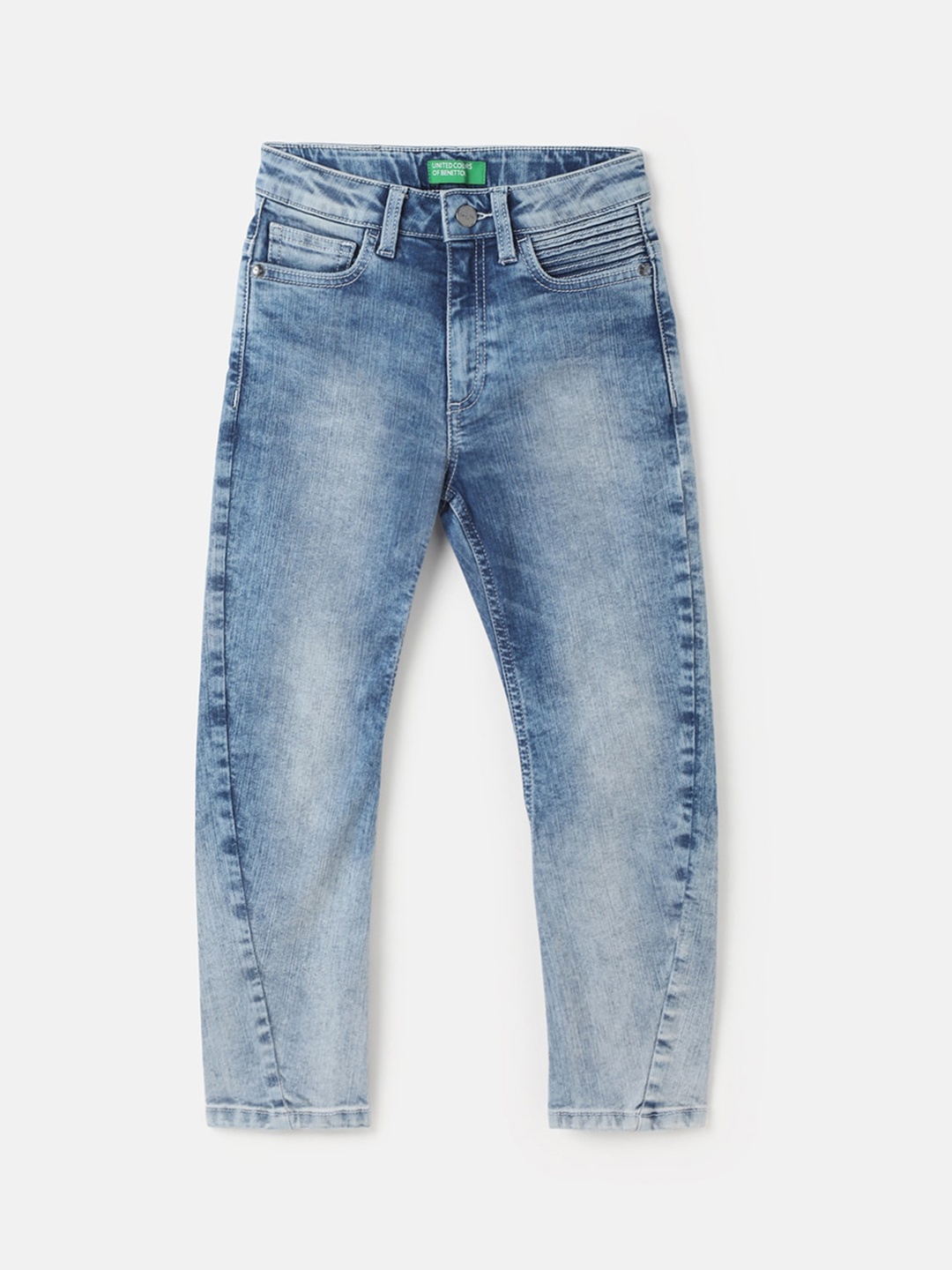 United Colors of Benetton Boys Heavy Fade Mid-Rise Jeans, Blue