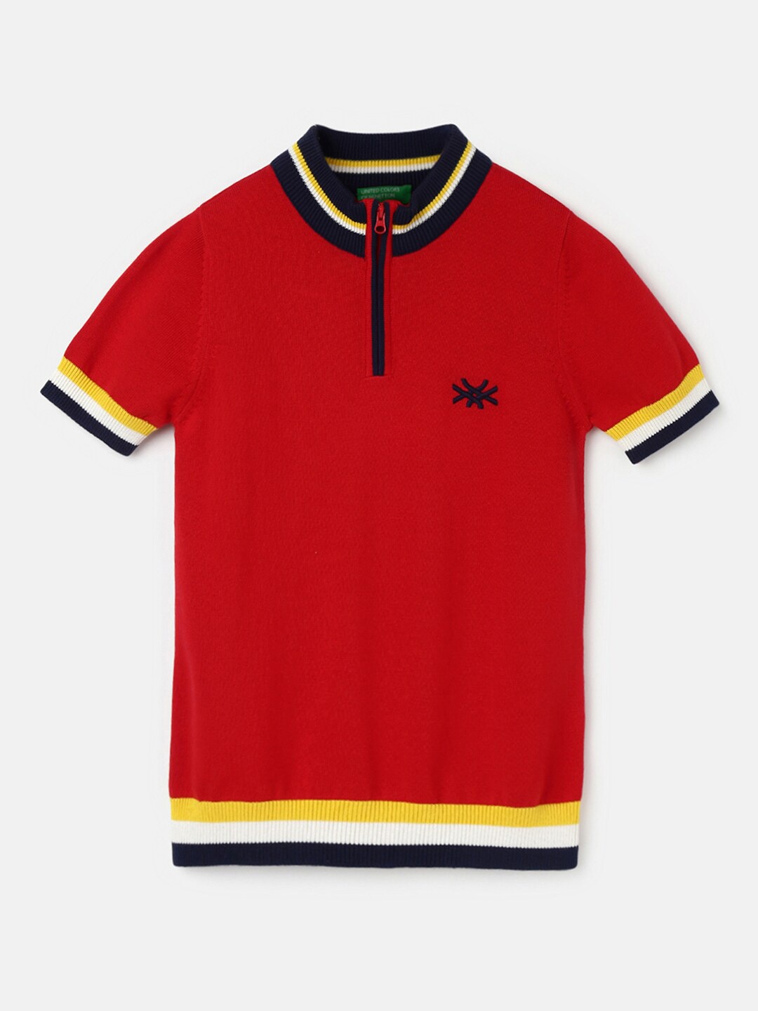 

United Colors of Benetton Boys High Neck Cotton Pullover Sweater, Red