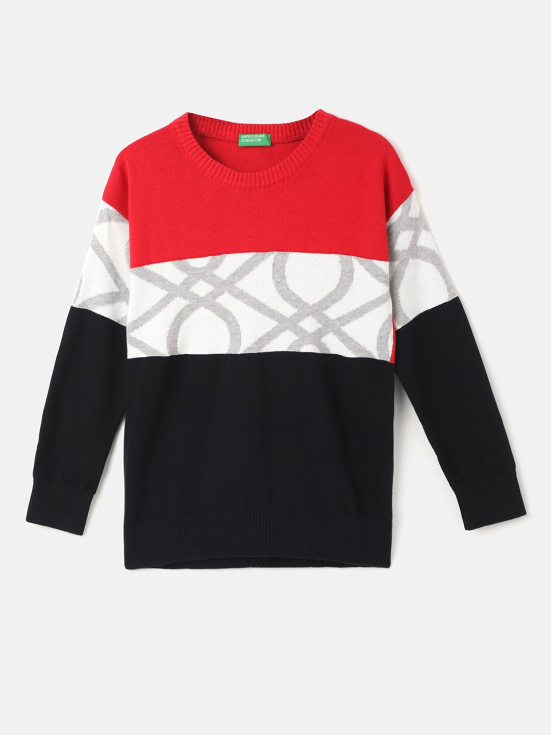 

United Colors of Benetton Boys Colourblocked Cotton Pullover, Red