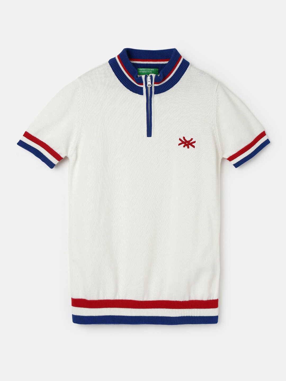 

United Colors of Benetton Boys High Neck Cotton Casual T-shirt, White