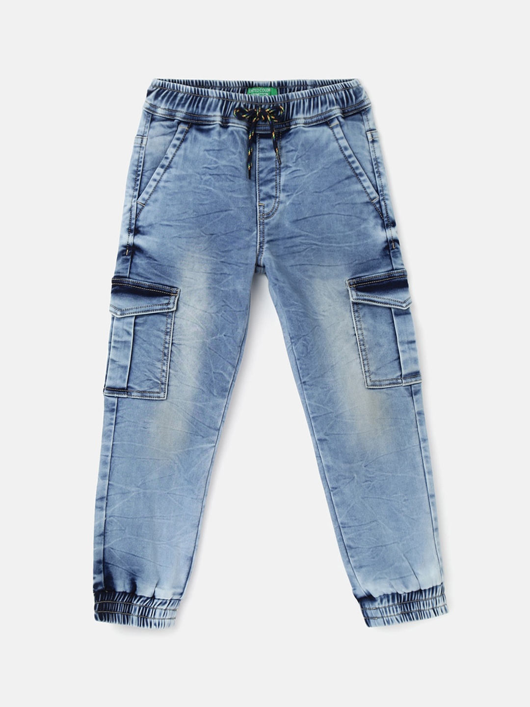 

United Colors of Benetton Boys Mid-Rise Heavy Fade Joggers, Blue