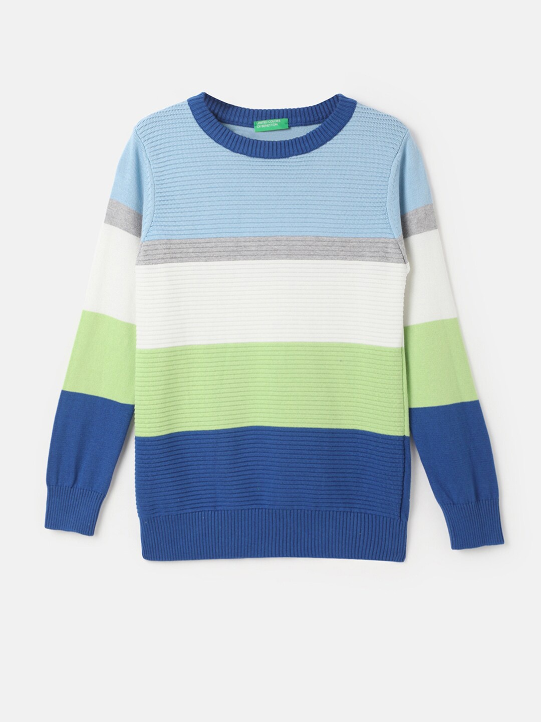 

United Colors of Benetton Boys Colourblocked Cotton Pullover, Blue