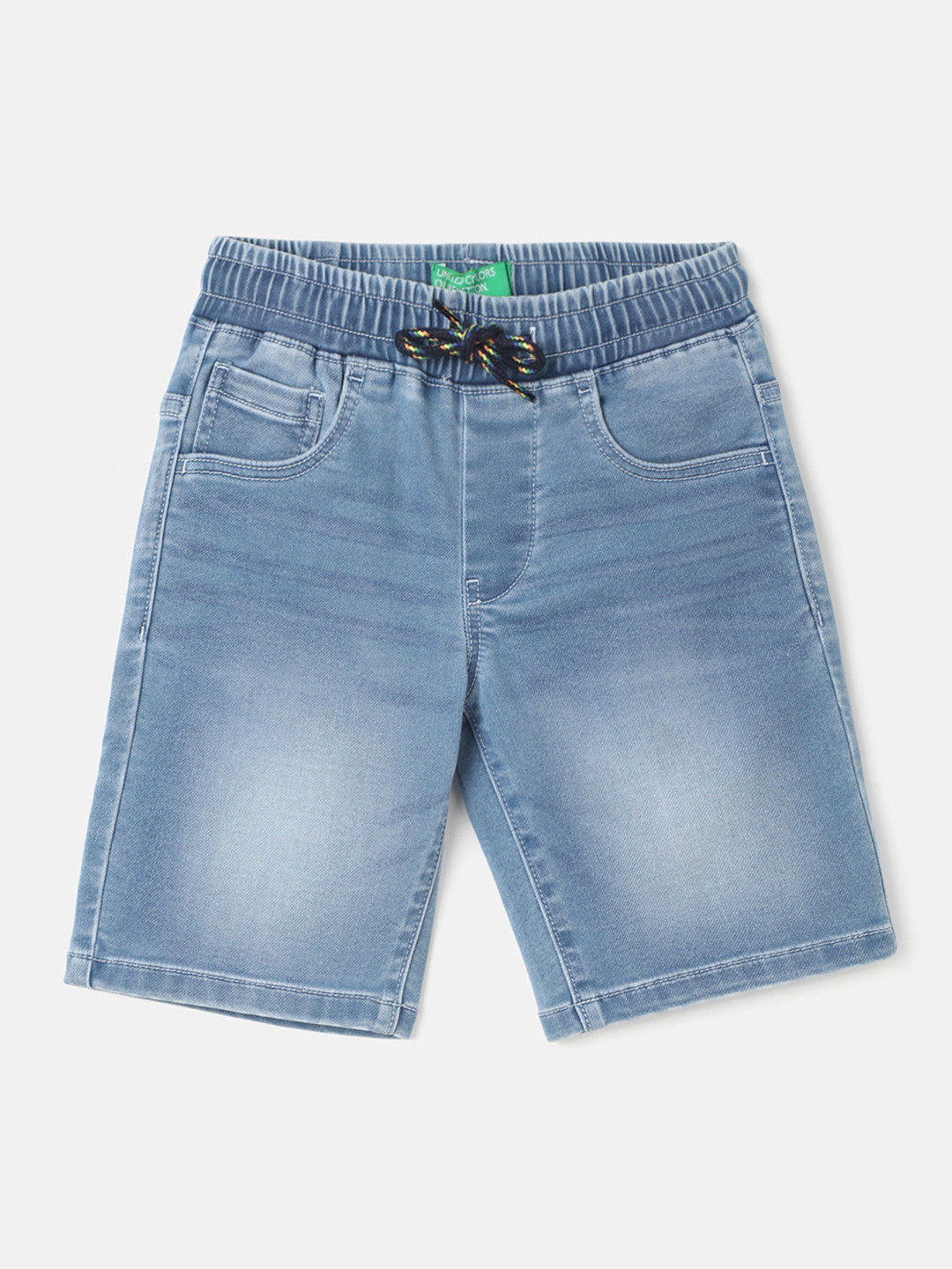 

United Colors of Benetton Boys Washed Mid-Rise Denim Shorts, Blue