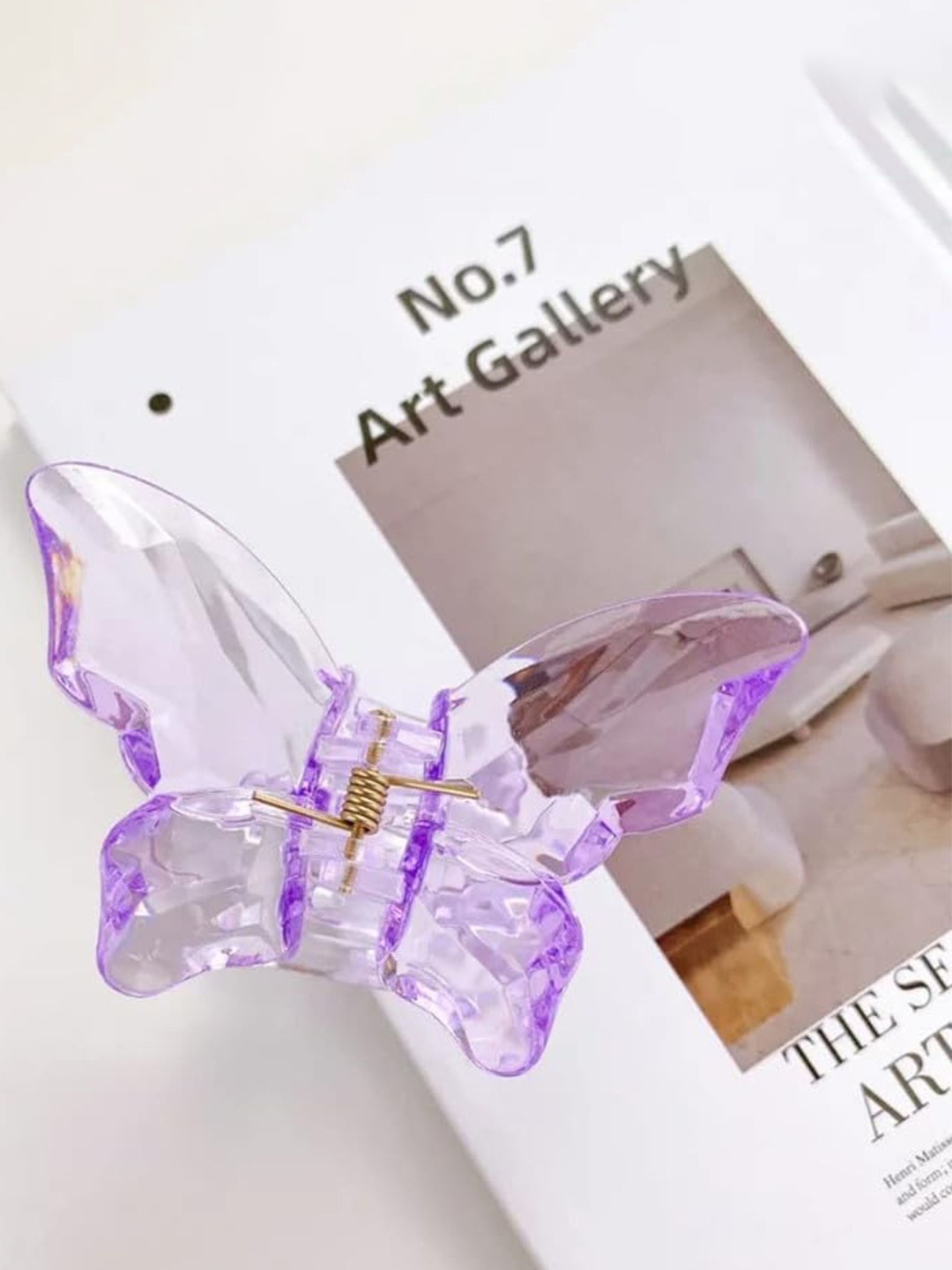 

DN Creation Set of 6 Crystal Colors Butterfly Claw Clip, Purple