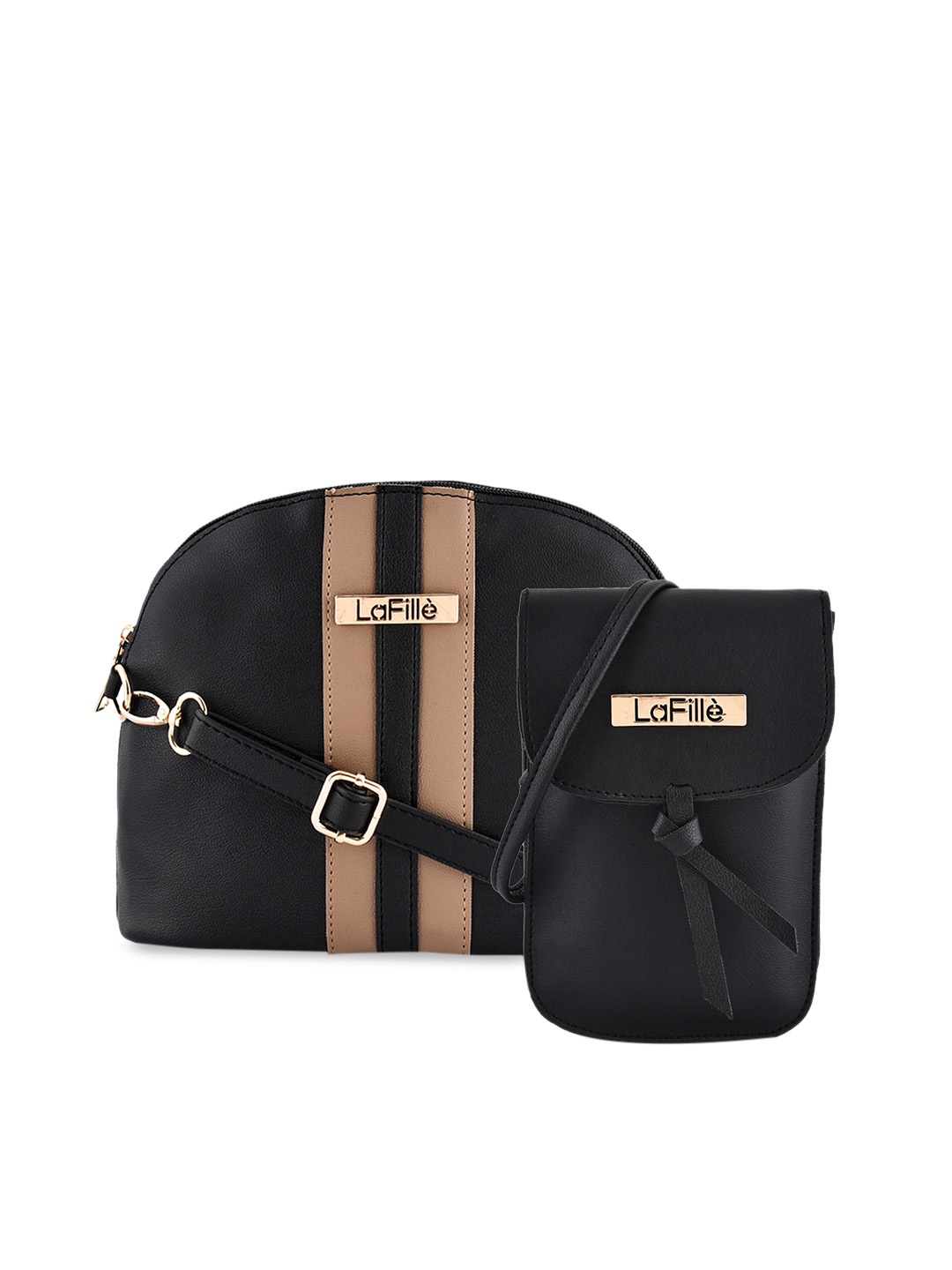

LaFille Structured Sling Bag With Pouch, Black