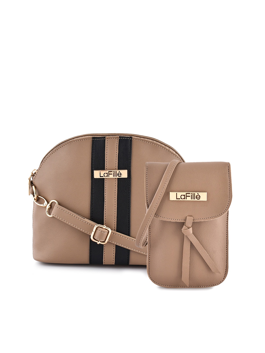 

LaFille Structured Sling Bag With Pouch, Beige