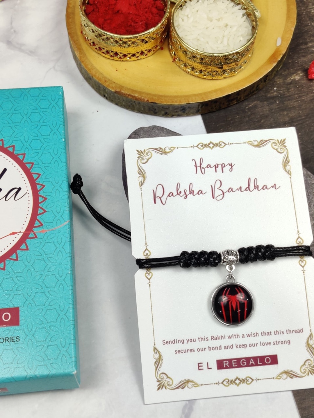 

EL REGALO Beaded Charm Detail Wraparound Rakhi, Black