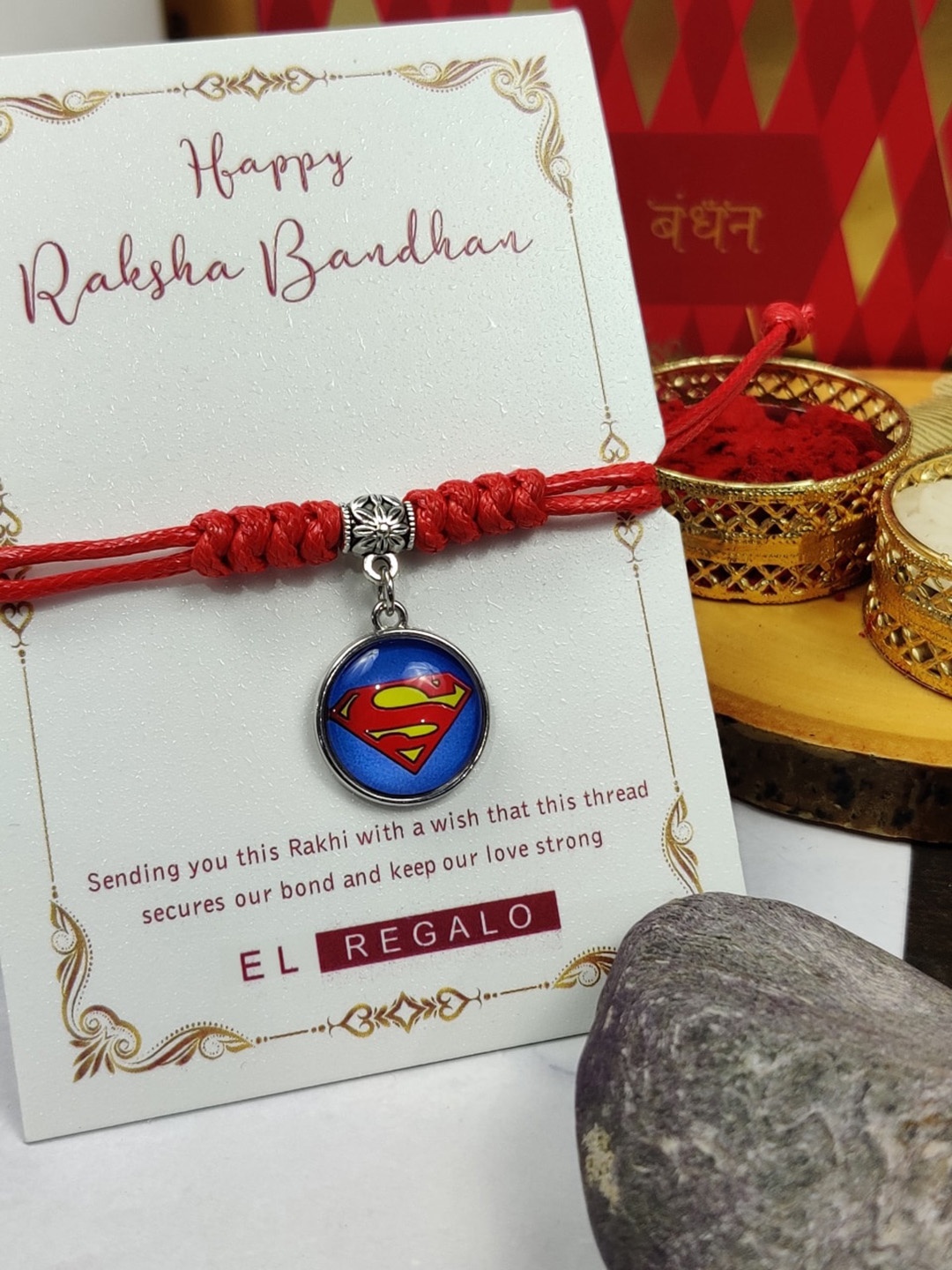 

EL REGALO Boys Charm Detail Rakhi, Red