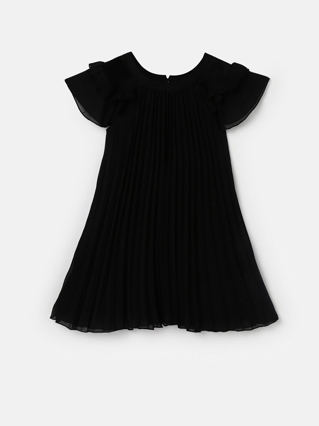

United Colors of Benetton Girls Flared Sleeves A-Line Dress, Black