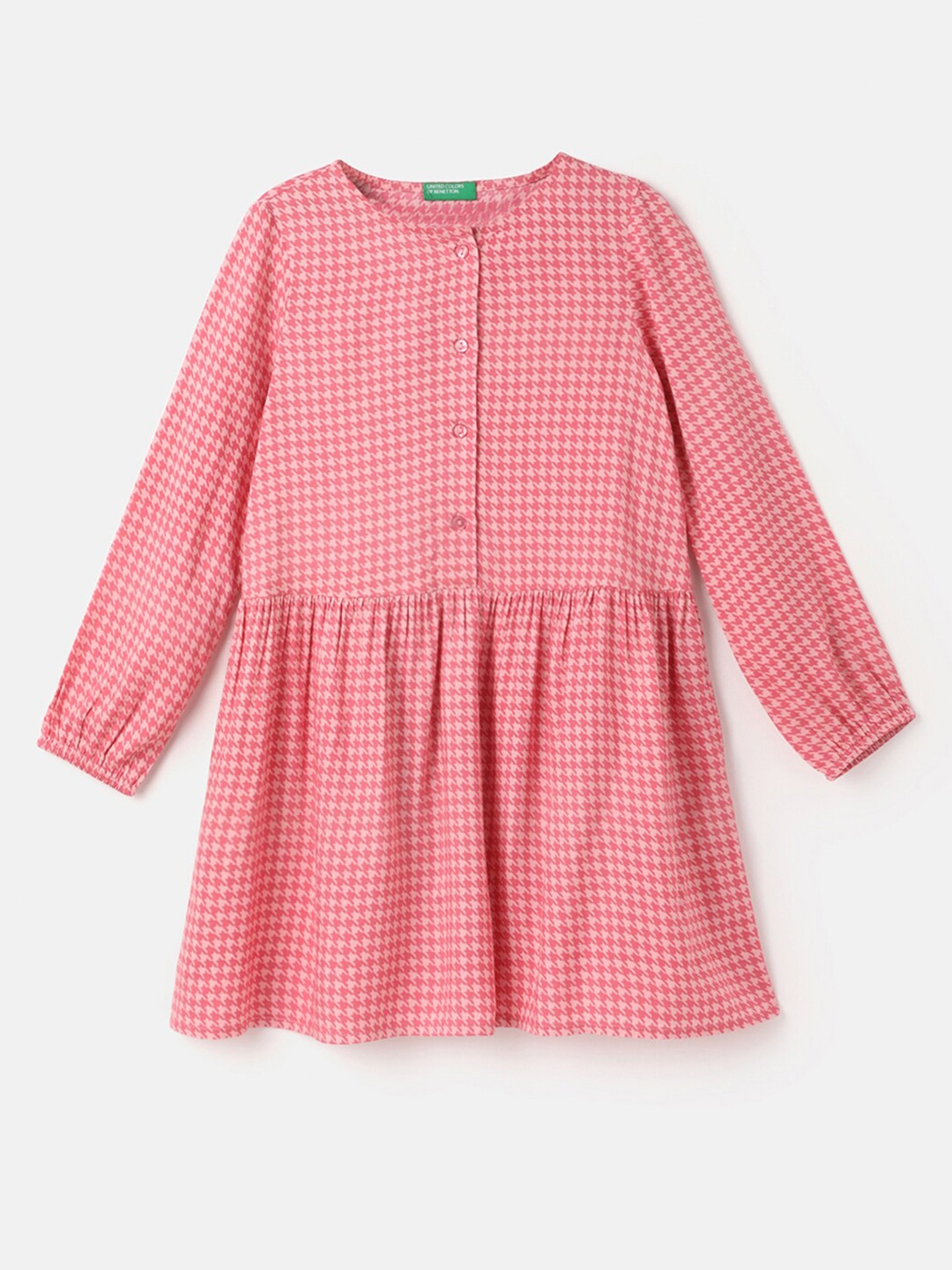 

United Colors of Benetton Girls Checked A-Line Dress, Pink