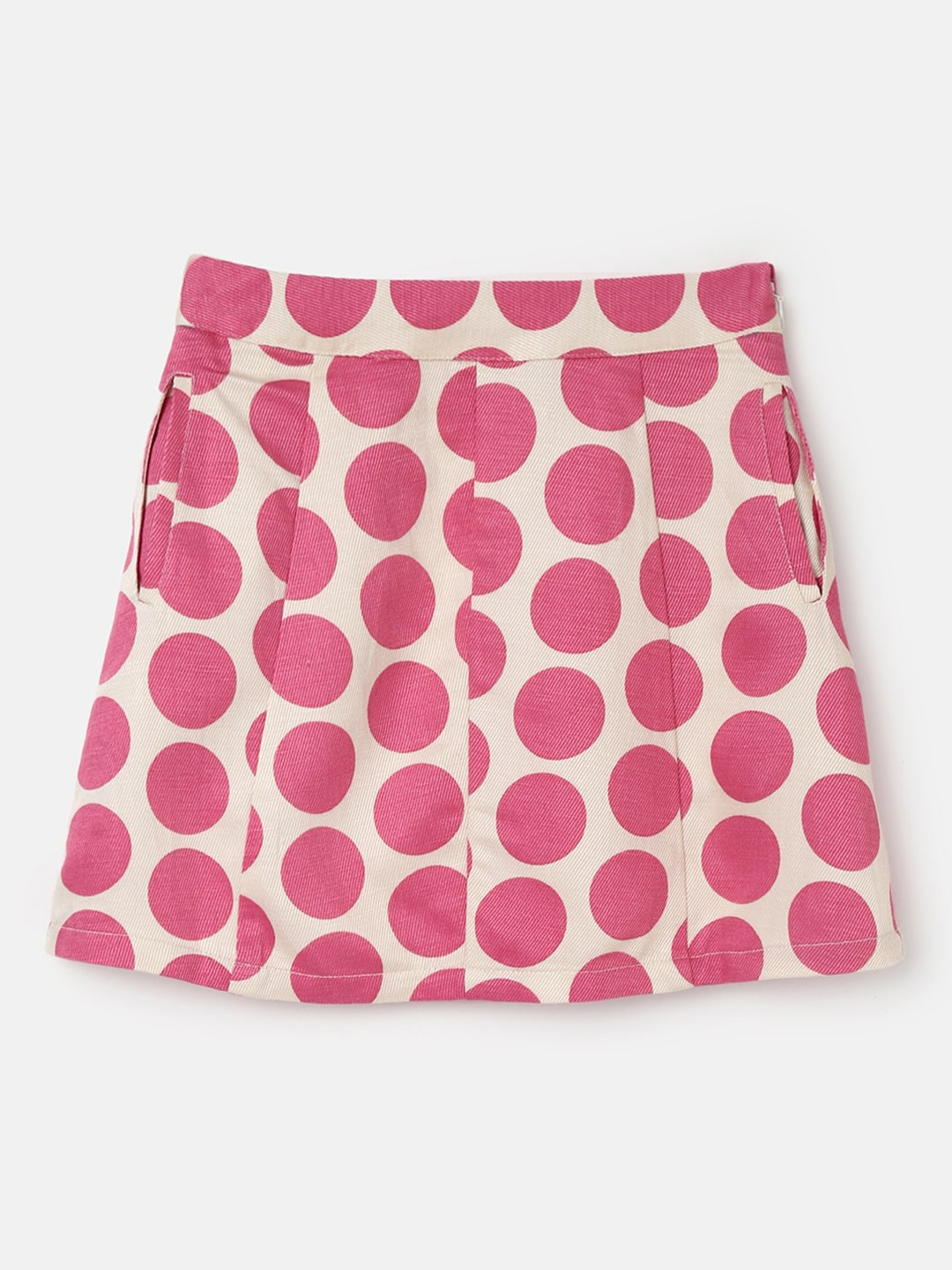 

United Colors of Benetton Girls Polka Dot Printed Flared Knee-Length A-Line Skirt, White