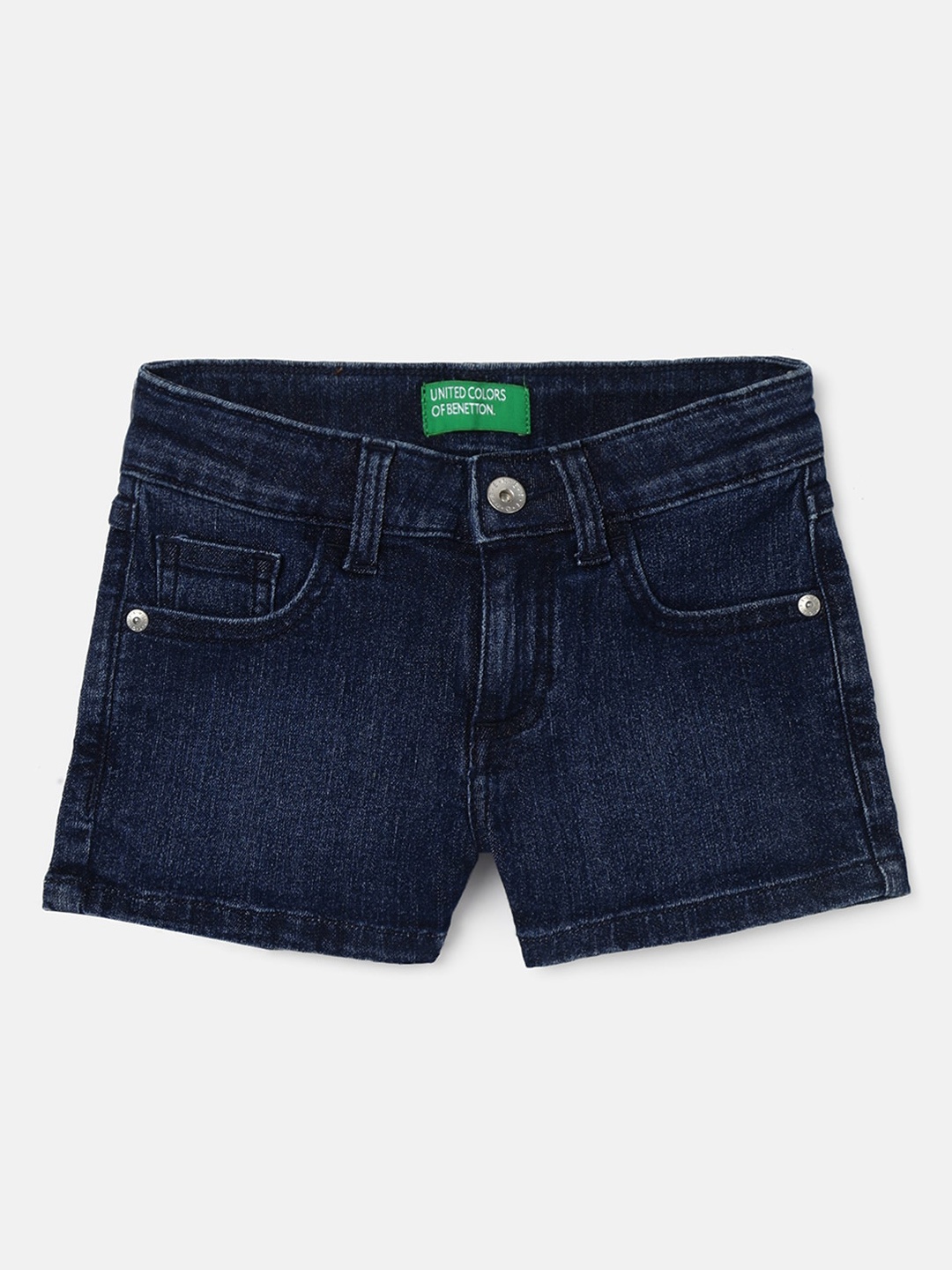 

United Colors of Benetton Girls Mid-Rise Denim Shorts, Navy blue