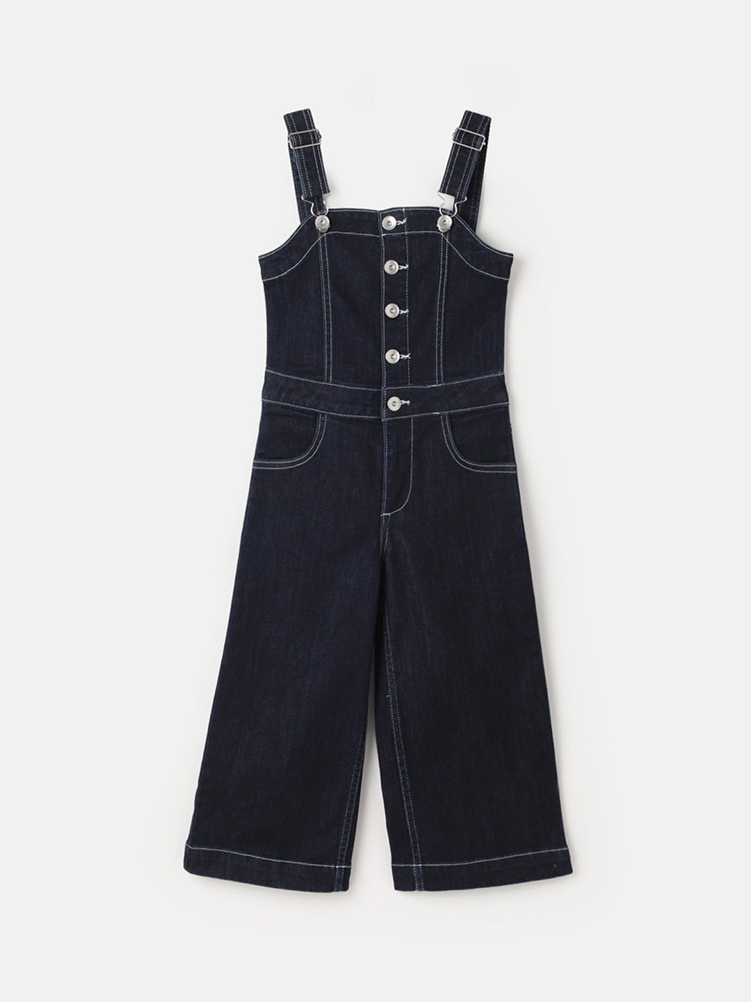

United Colors of Benetton Girls Straight Leg Dungaree, Navy blue