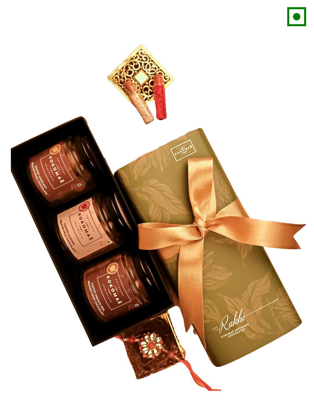 

Kokomae Belgian Chocolate Coated Nuts With Rakhi, Green