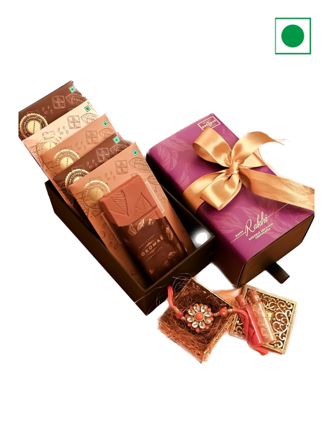 

Kokomae Artisanal Chocolate Rakhi With Chocolate Gifts, Purple