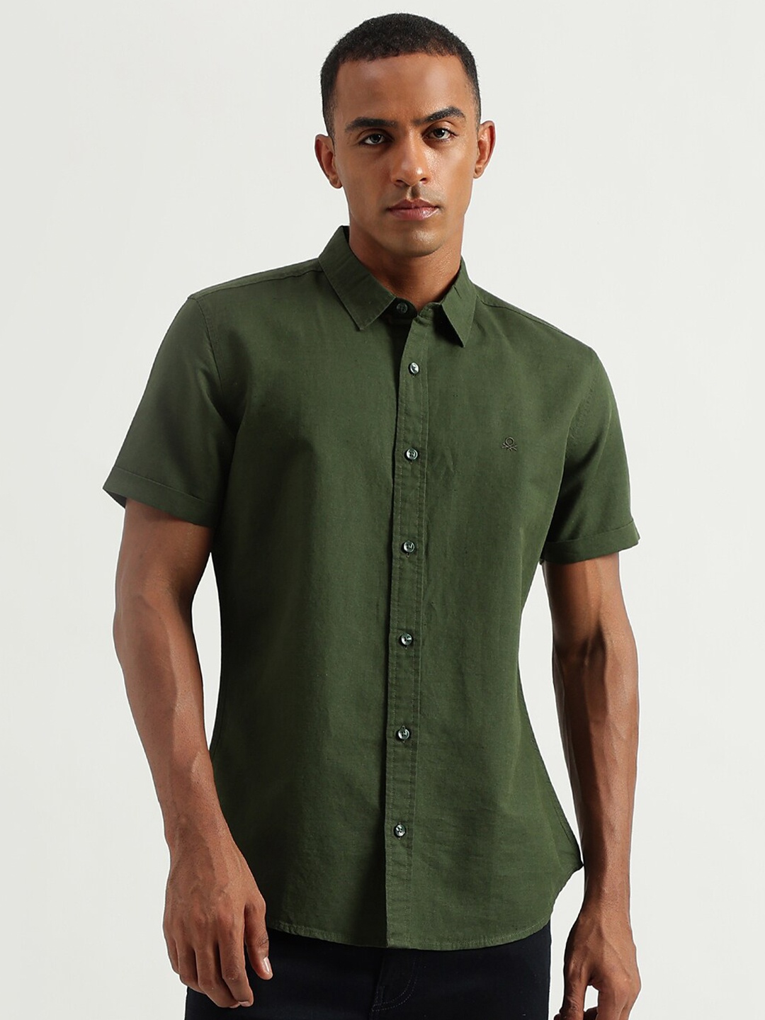 

United Colors of Benetton Slim Fit Casual Shirt, Olive