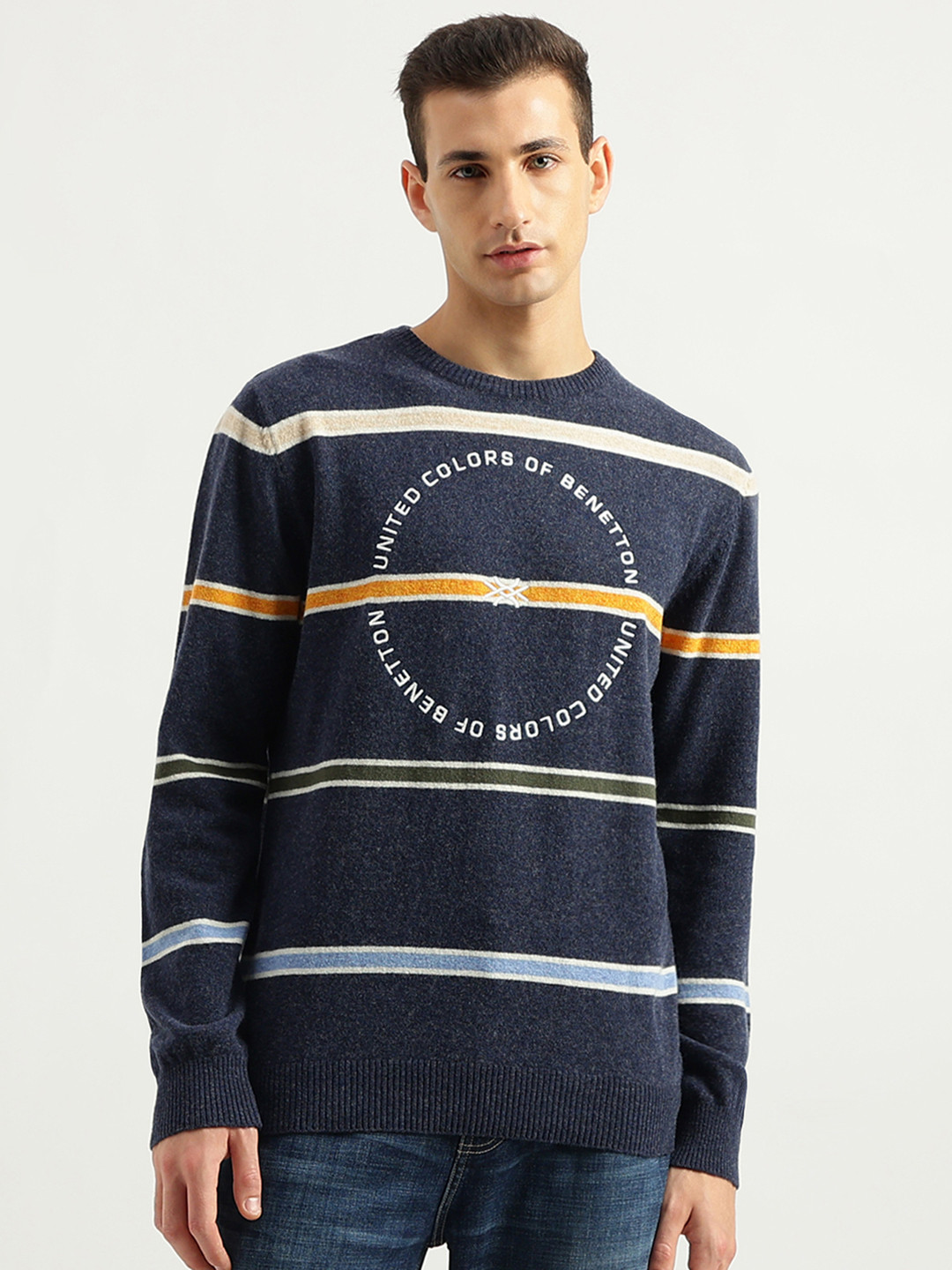 

United Colors of Benetton Men Colourblocked Wool Pullover Sweater, Red