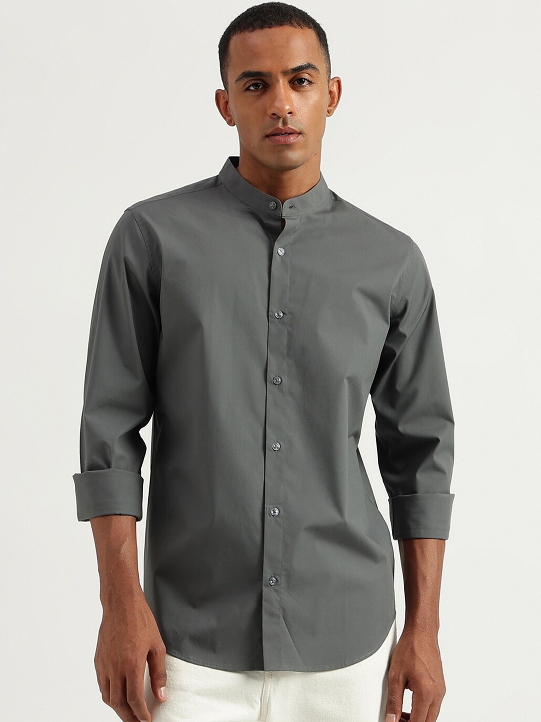 

United Colors of Benetton Slim Fit Cotton Casual Shirt, Grey