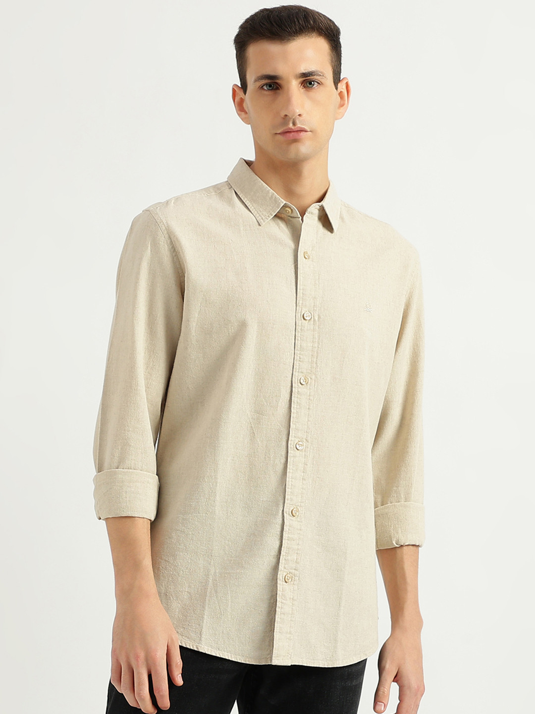 

United Colors of Benetton Slim Fit Spread Collar Casual Shirt, Purple