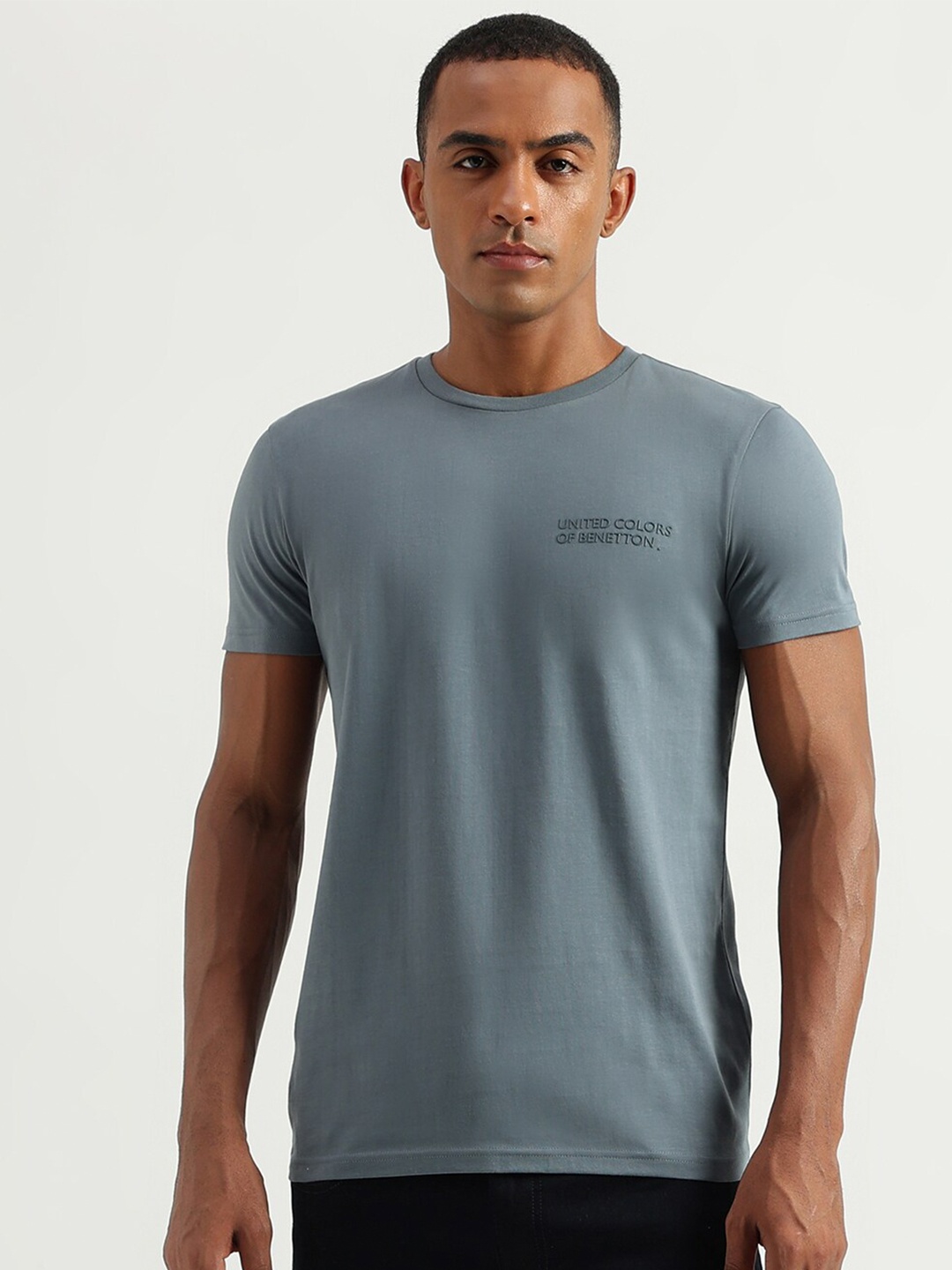 

United Colors of Benetton Round Neck Cotton T-shirt, Grey