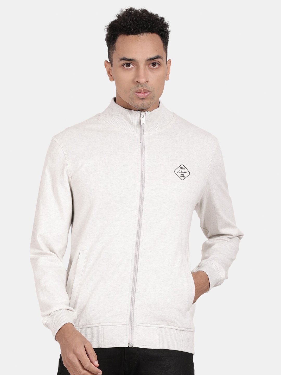 

t-base High Neck Cotton Lycra Sweatshirt, White