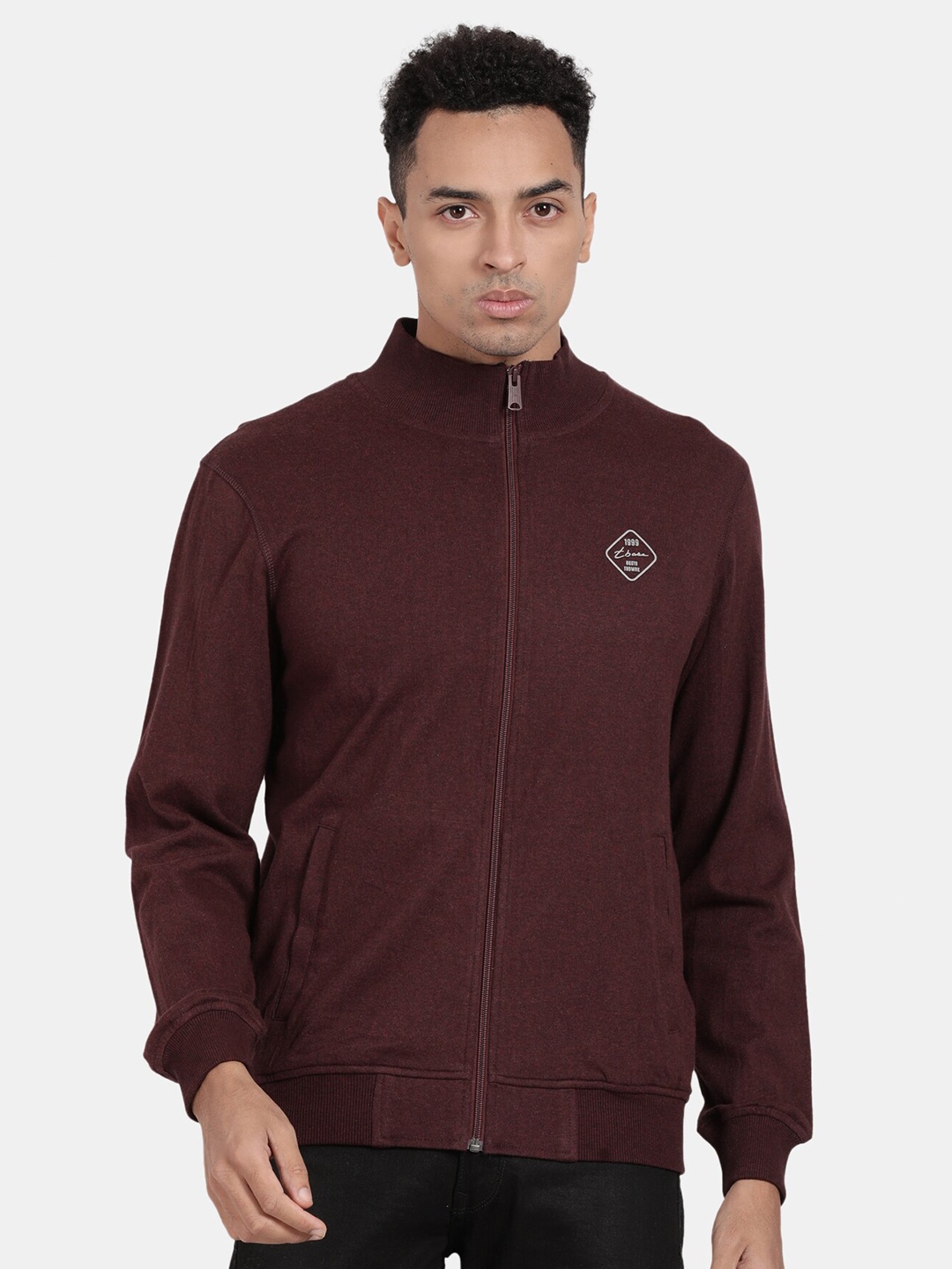 

t-base Mock Collar Long Sleeves Sweatshirt, Maroon