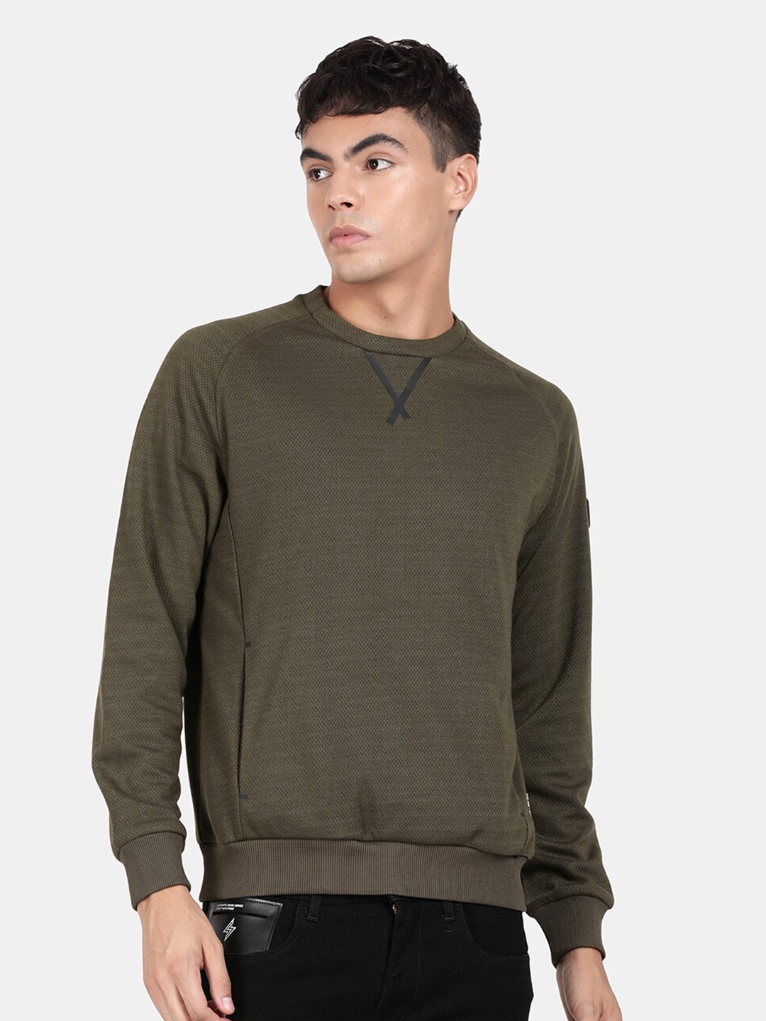 

t-base Round Neck Pullover Sweatshirt, Olive