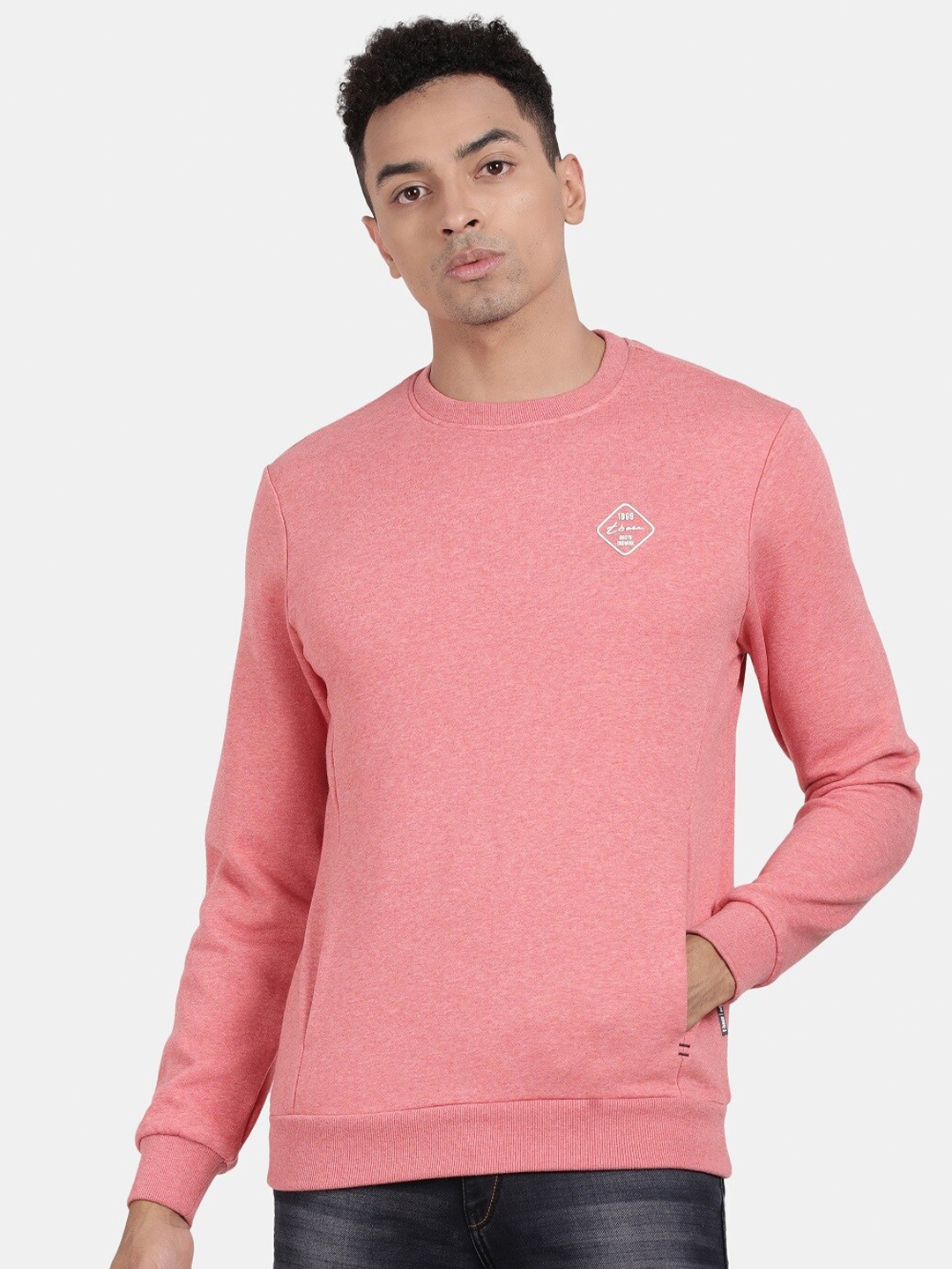 

t-base Round Neck Cotton Sweatshirt, Pink