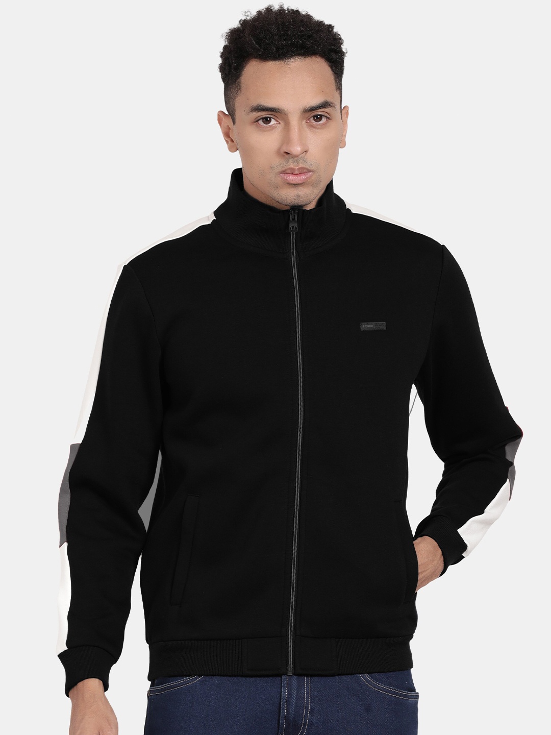 

t-base High Neck Cotton Sweatshirt, Black