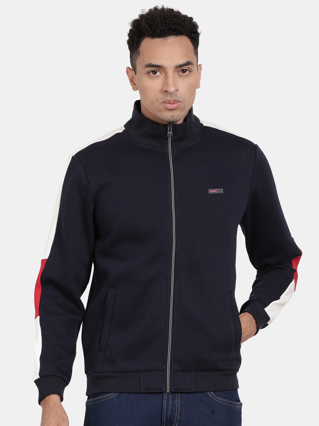 

t-base High Neck Cotton Sweatshirt, Navy blue