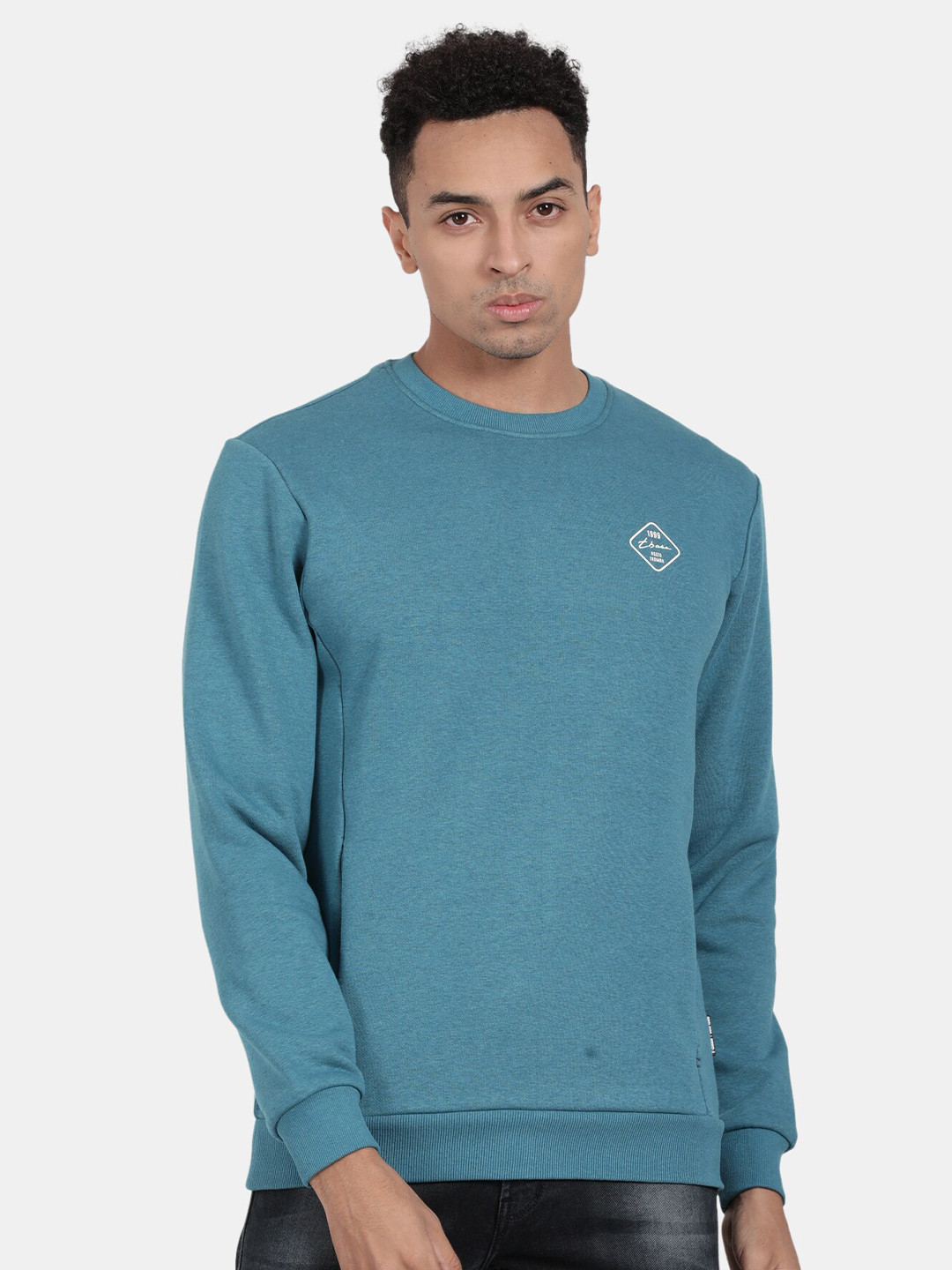 

t-base Round Neck Cotton Sweatshirt, Teal