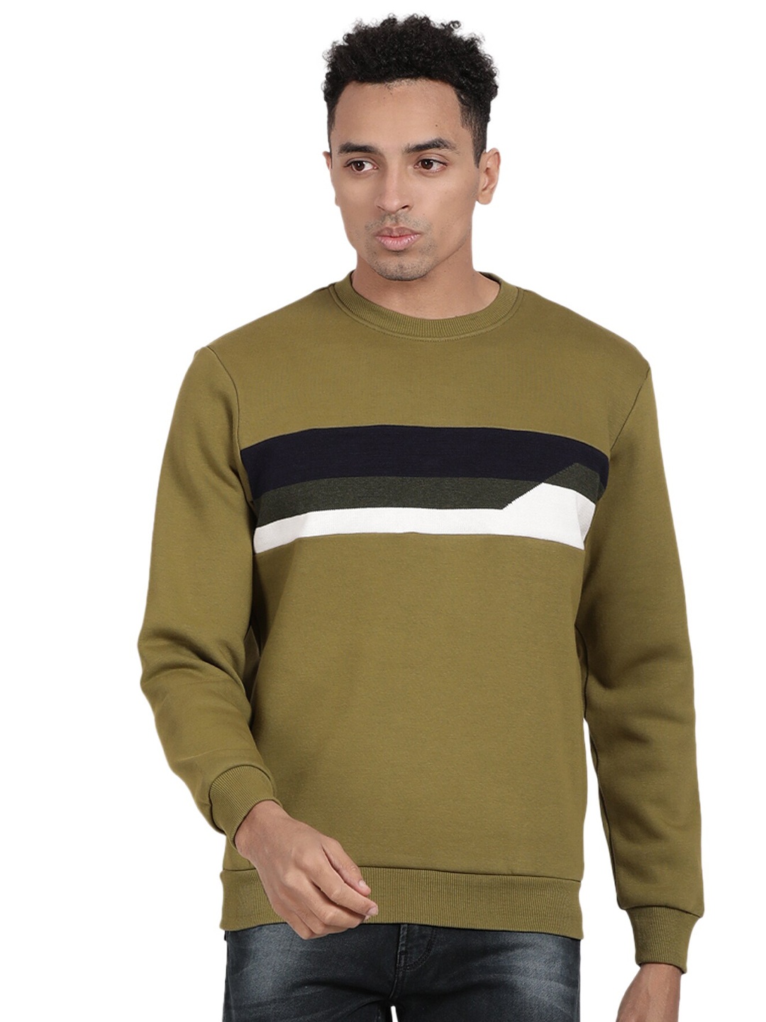 

t-base Colourblocked Cotton Sweatshirt, Olive