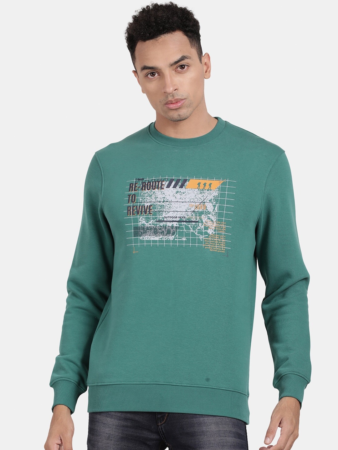 

t-base Graphic Printed Cotton Sweatshirt, Green