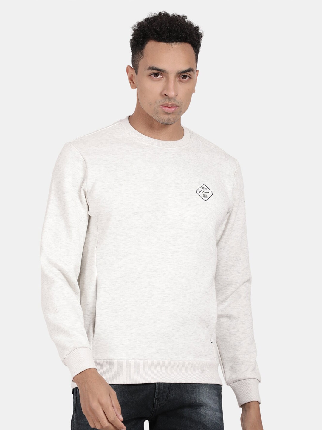 

t-base Round Neck Long Sleeve Cotton Sweatshirt, White