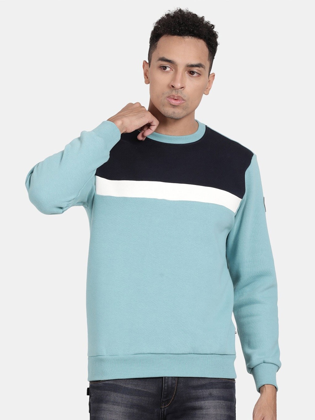 

t-base Colourblocked Round Neck Long Sleeve Sweatshirt, Green