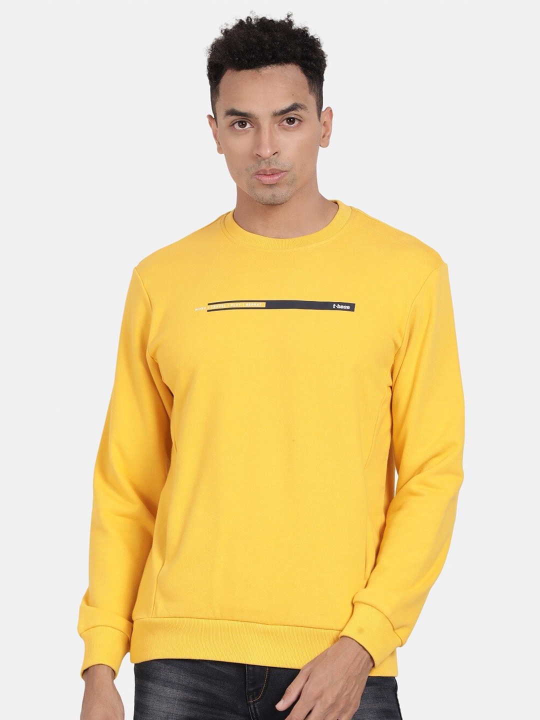 

t-base Round Neck Cotton Sweatshirt, Yellow