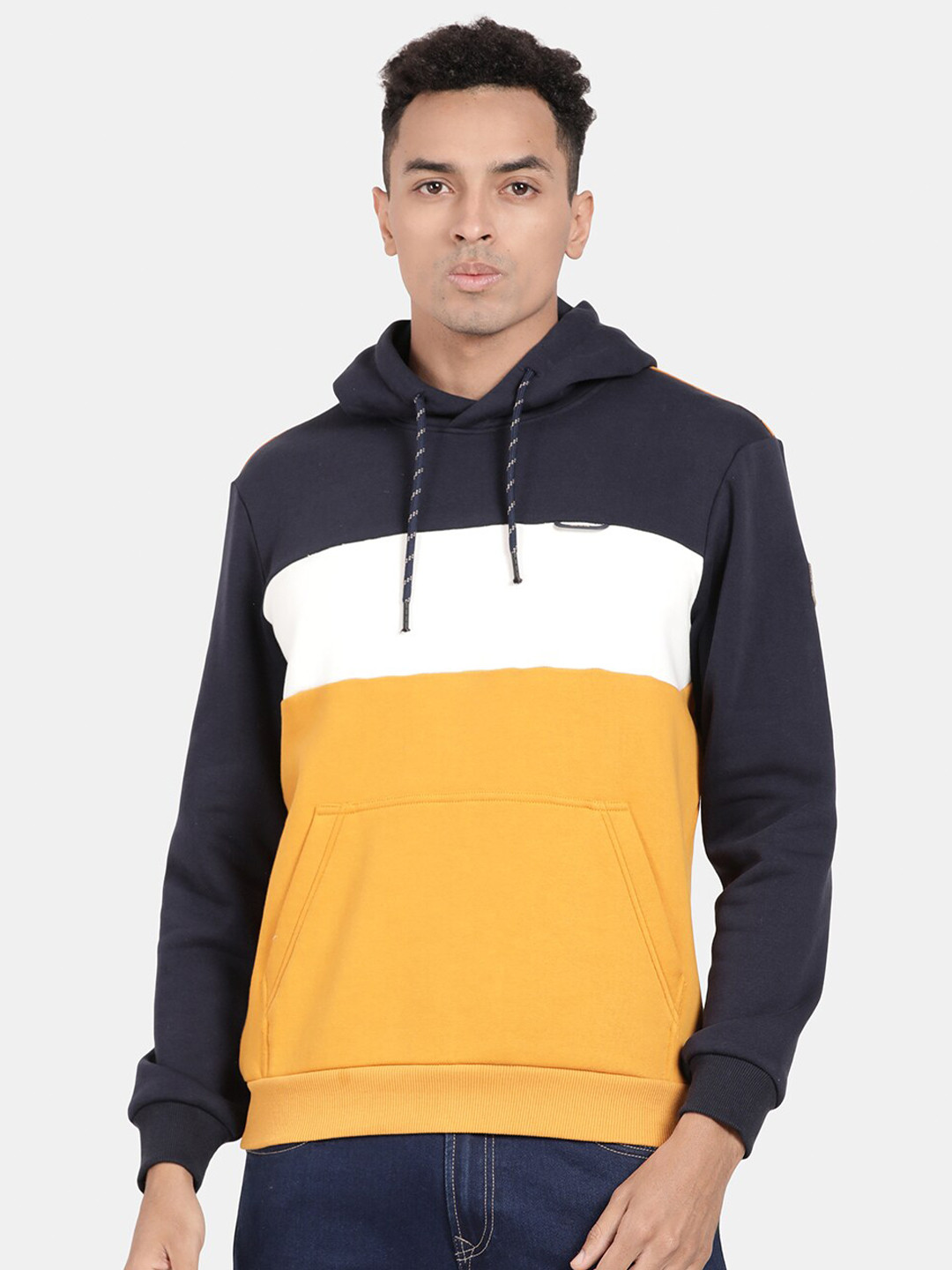 

t-base Colourblocked Hooded Cotton Sweatshirt, Navy blue