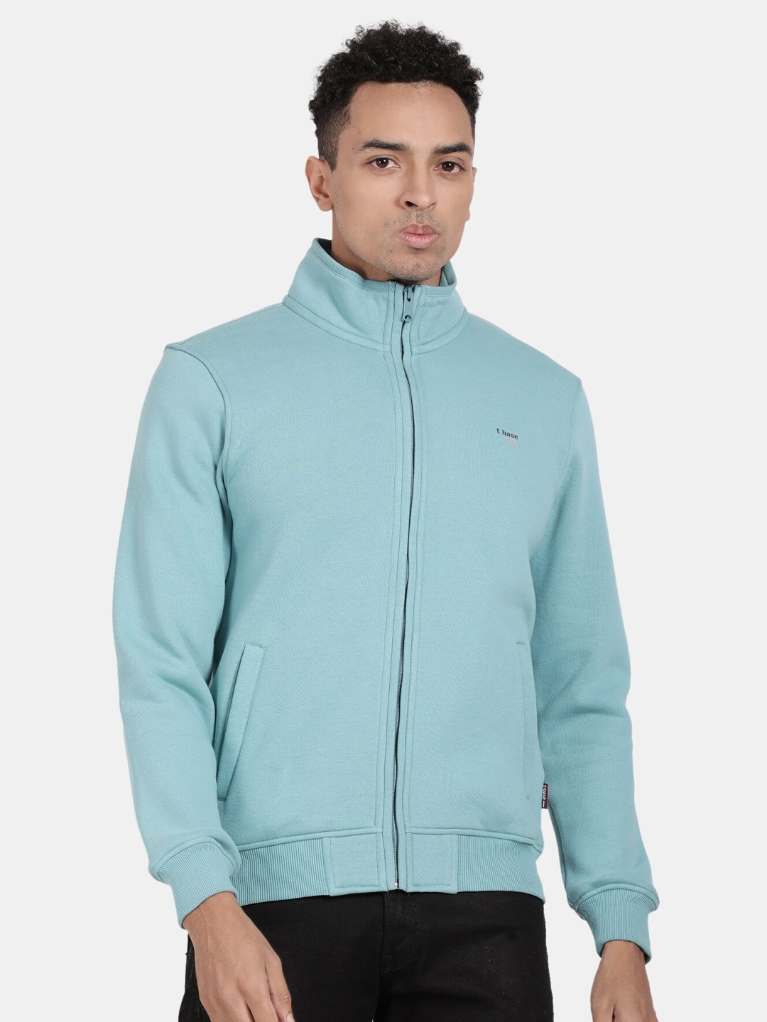 

t-base Mock Collar Front Open Sweatshirt, Blue
