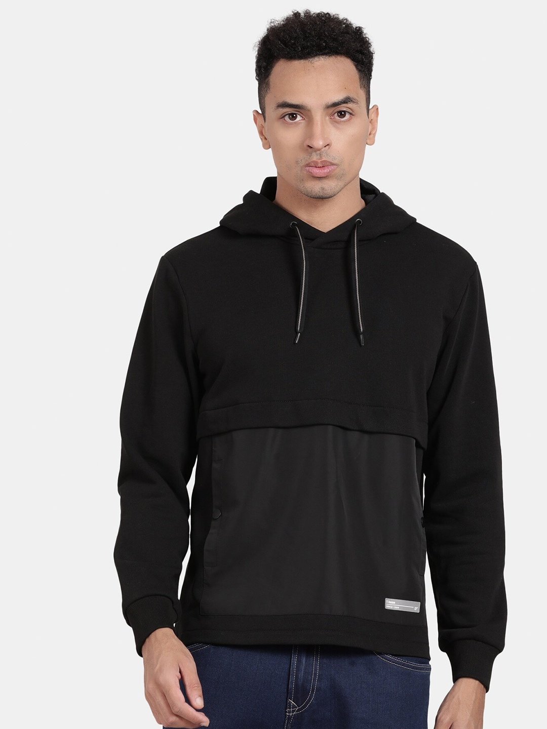 

t-base Hooded Neck Cotton Pullover Sweatshirt, Black