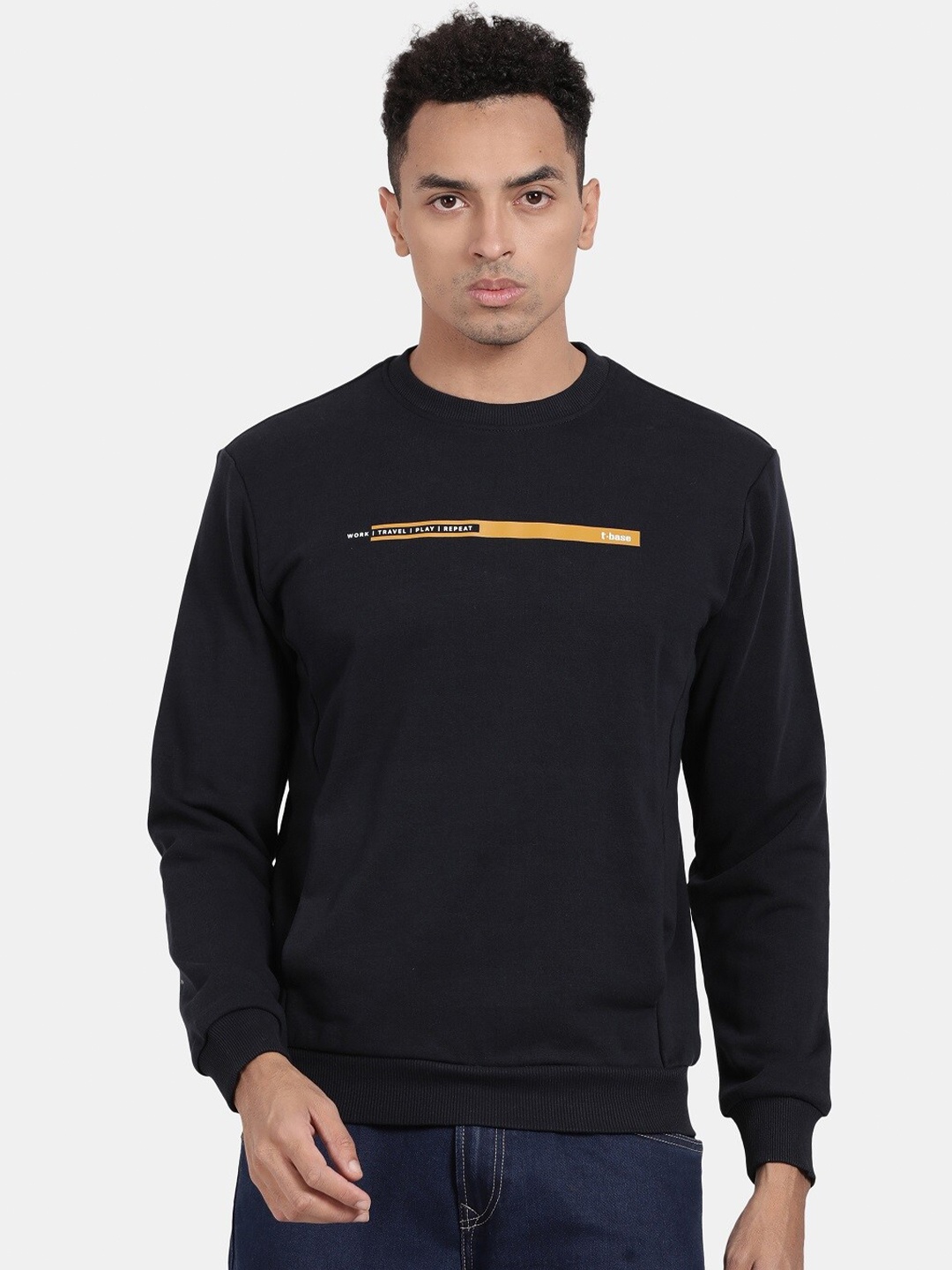 

t-base Round Neck Long Sleeve Sweatshirt, Navy blue