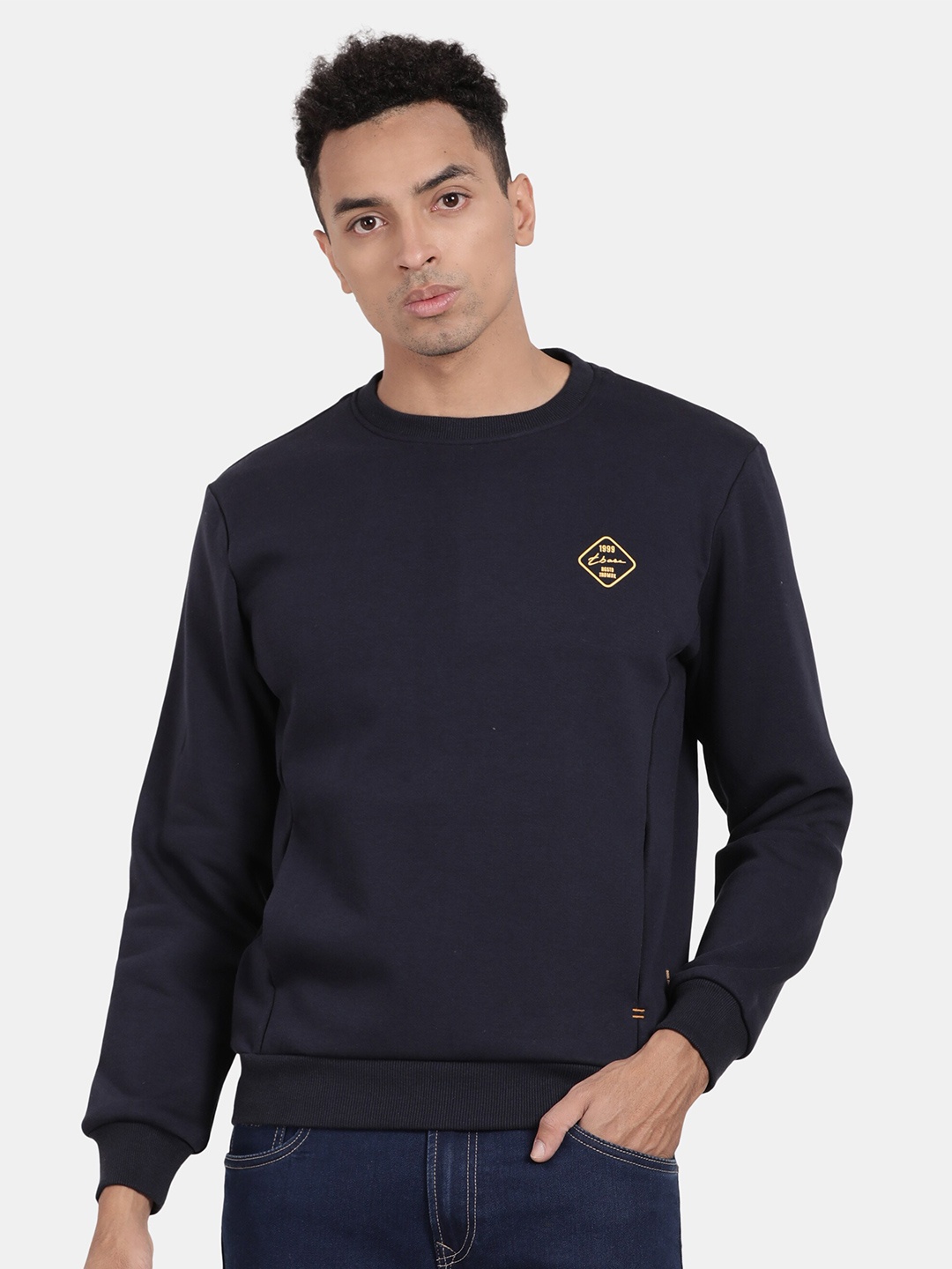 

t-base Men Solid Pullover Sweatshirt, Navy blue