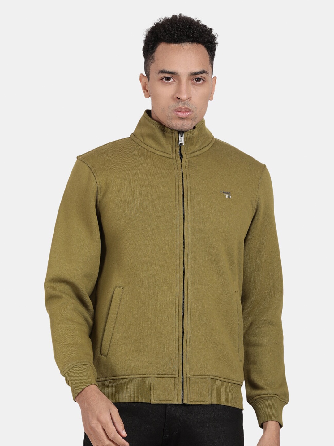

t-base Mock Neck Front-Open Sweatshirt, Olive