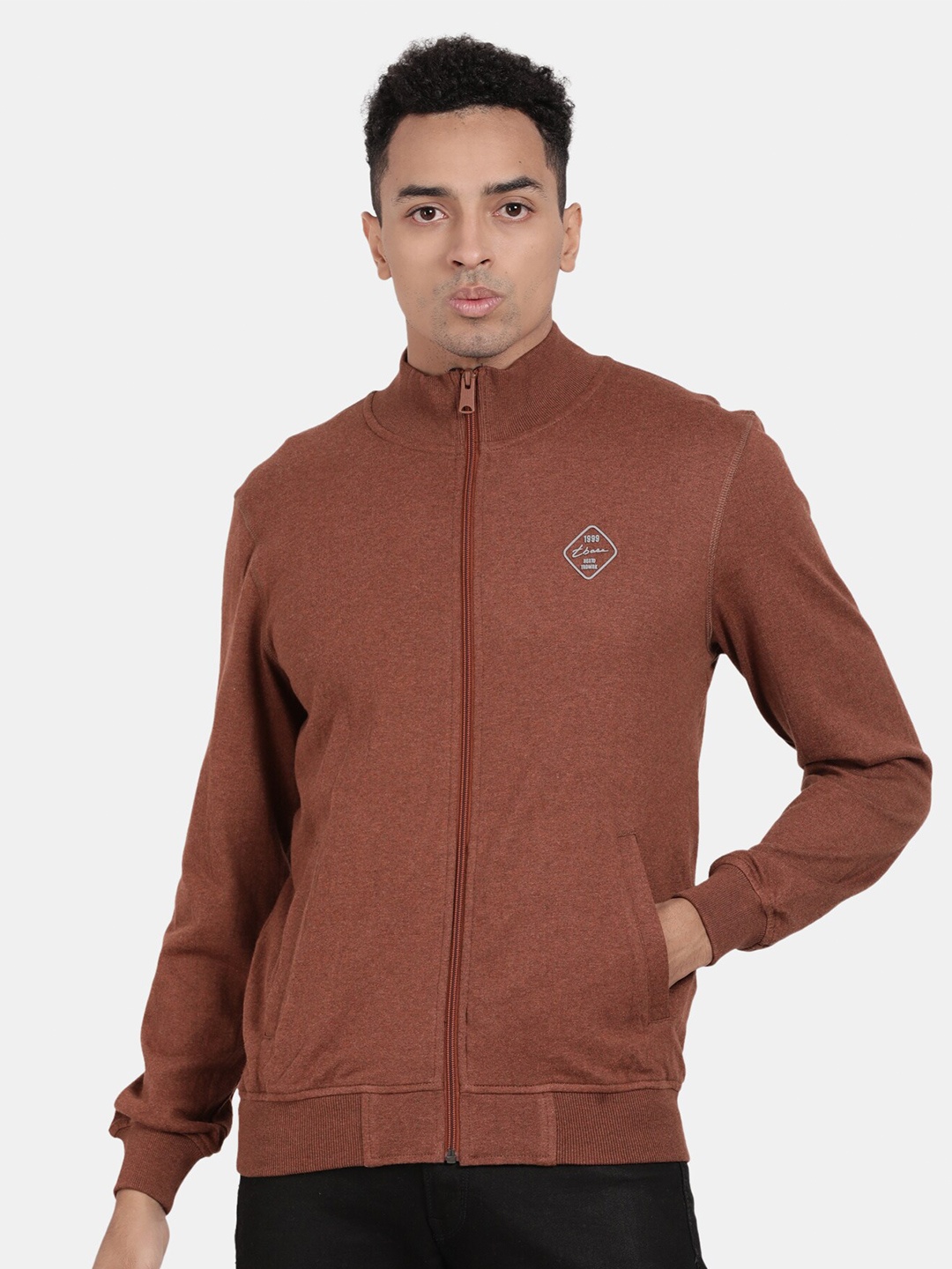 

t-base Mock Neck Front-Open Sweatshirt, Rust