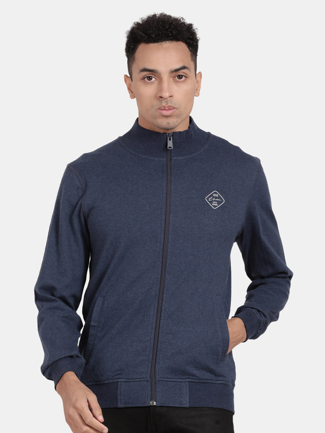 

t-base Mock Neck Front Open Sweatshirt, Navy blue