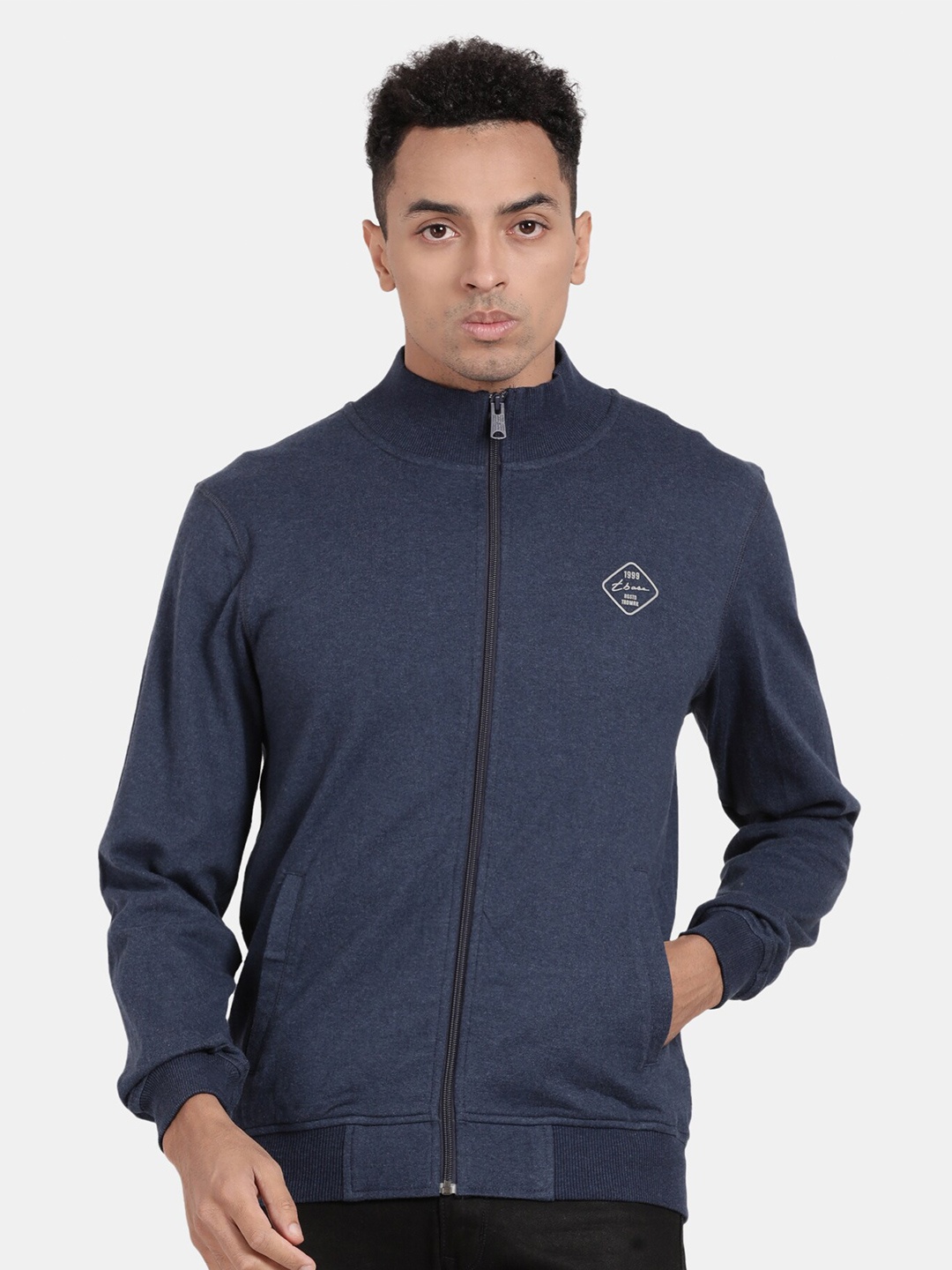 

t-base Mock Collar Front Open Sweatshirt, Navy blue