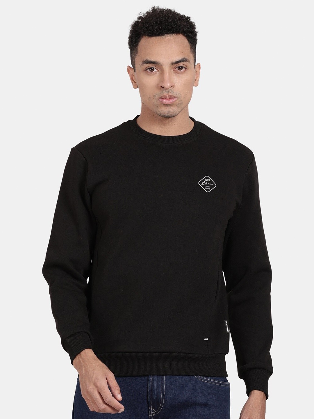 

t-base Men Round Neck Pullover Sweatshirt, Black