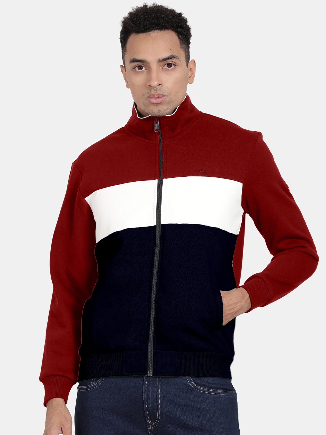 

t-base Colourblocked Front-Open Sweatshirt, Red