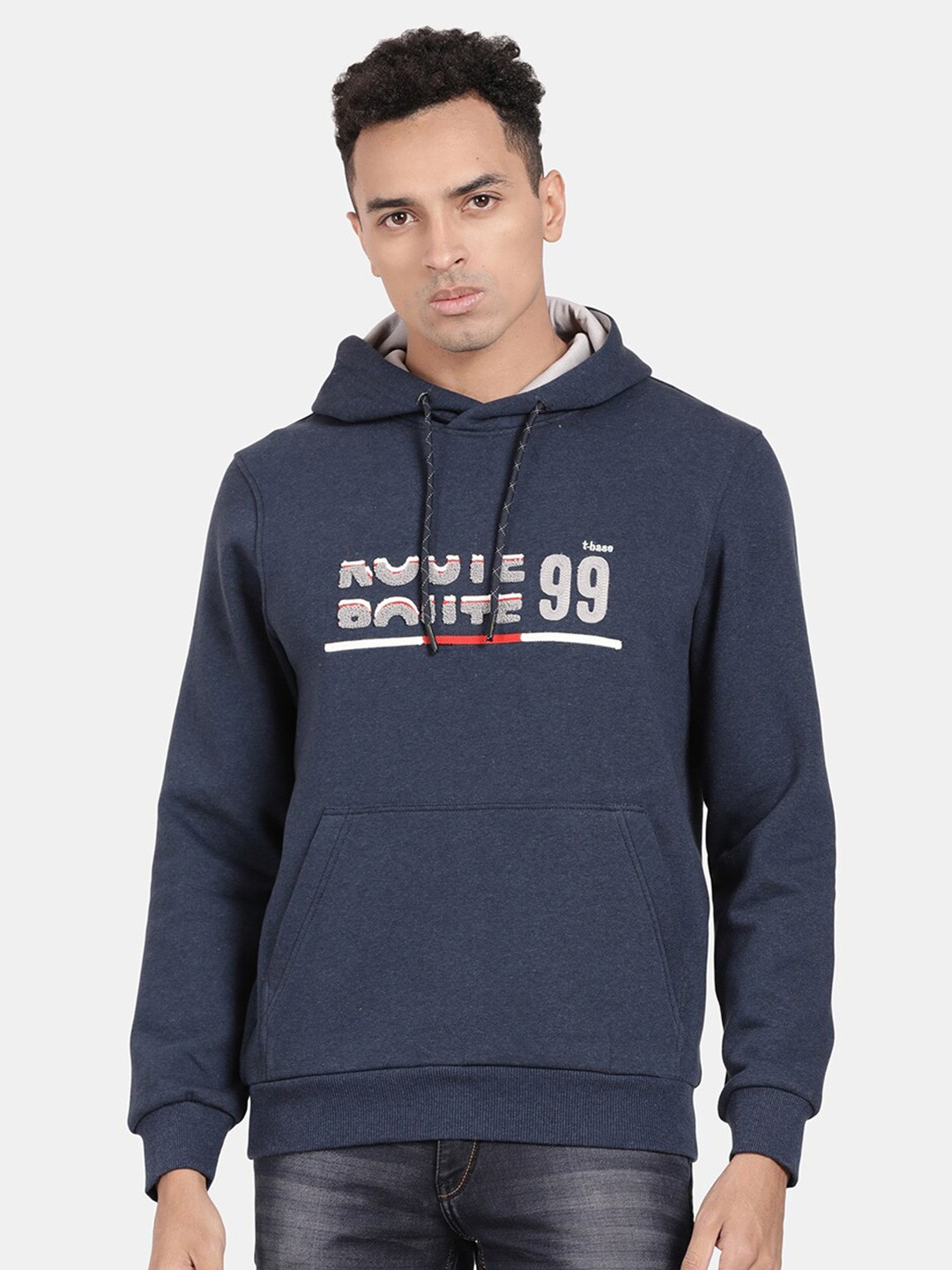 

t-base Printed Hooded Sweatshirt, Navy blue